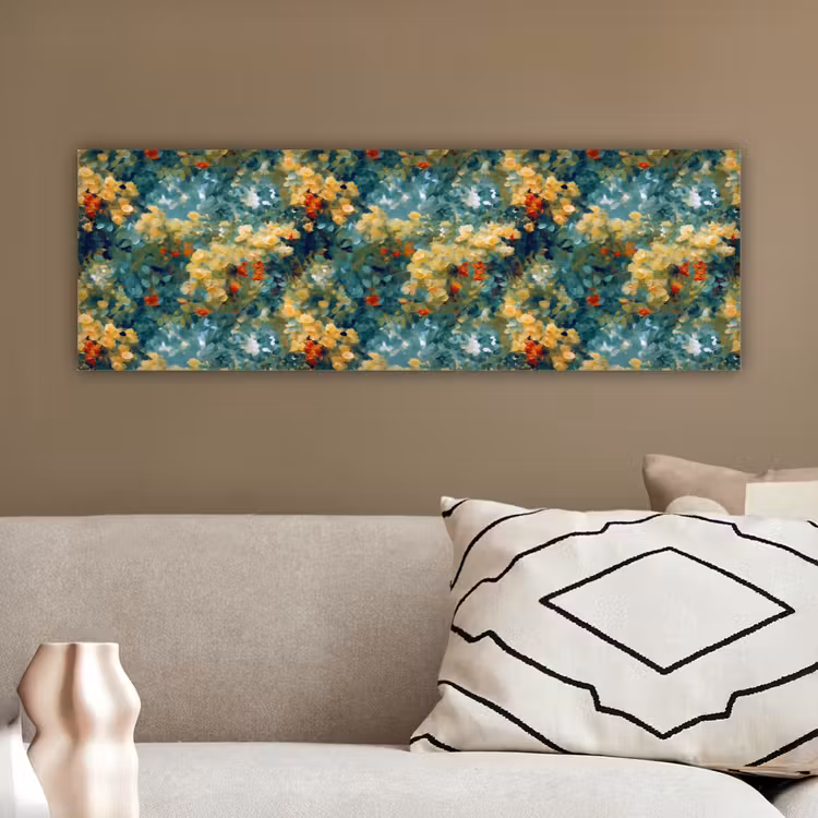 Canvas schilderij - Geel - Bloemen - Groen - Bladeren — 3