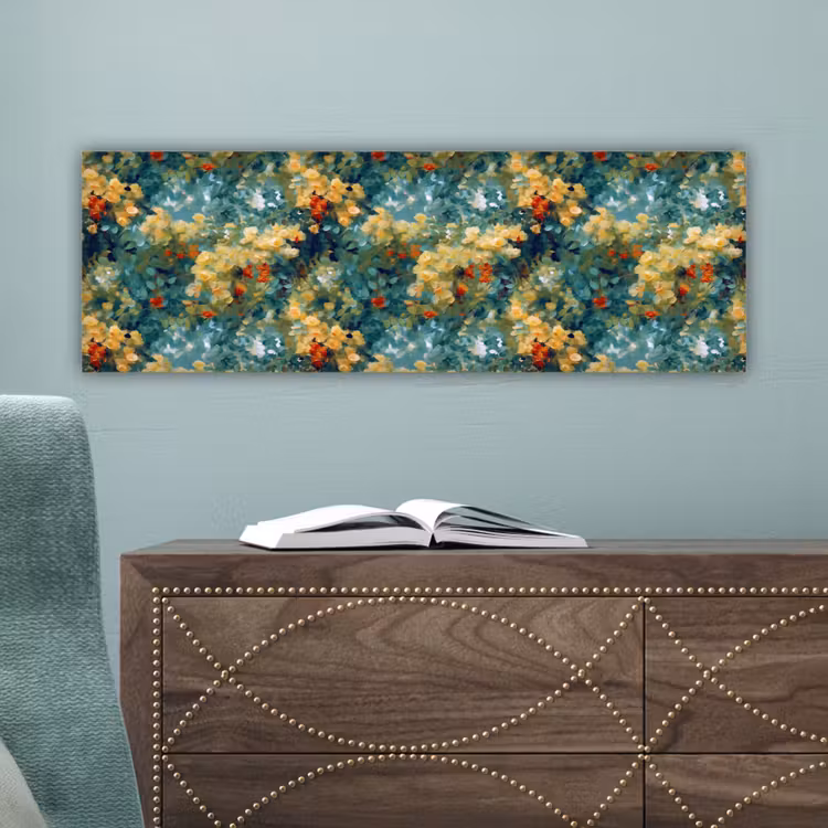 Canvas schilderij - Geel - Bloemen - Groen - Bladeren — 4