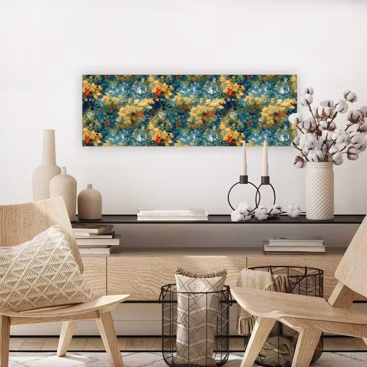 Canvas schilderij - Geel - Bloemen - Groen - Bladeren — 5