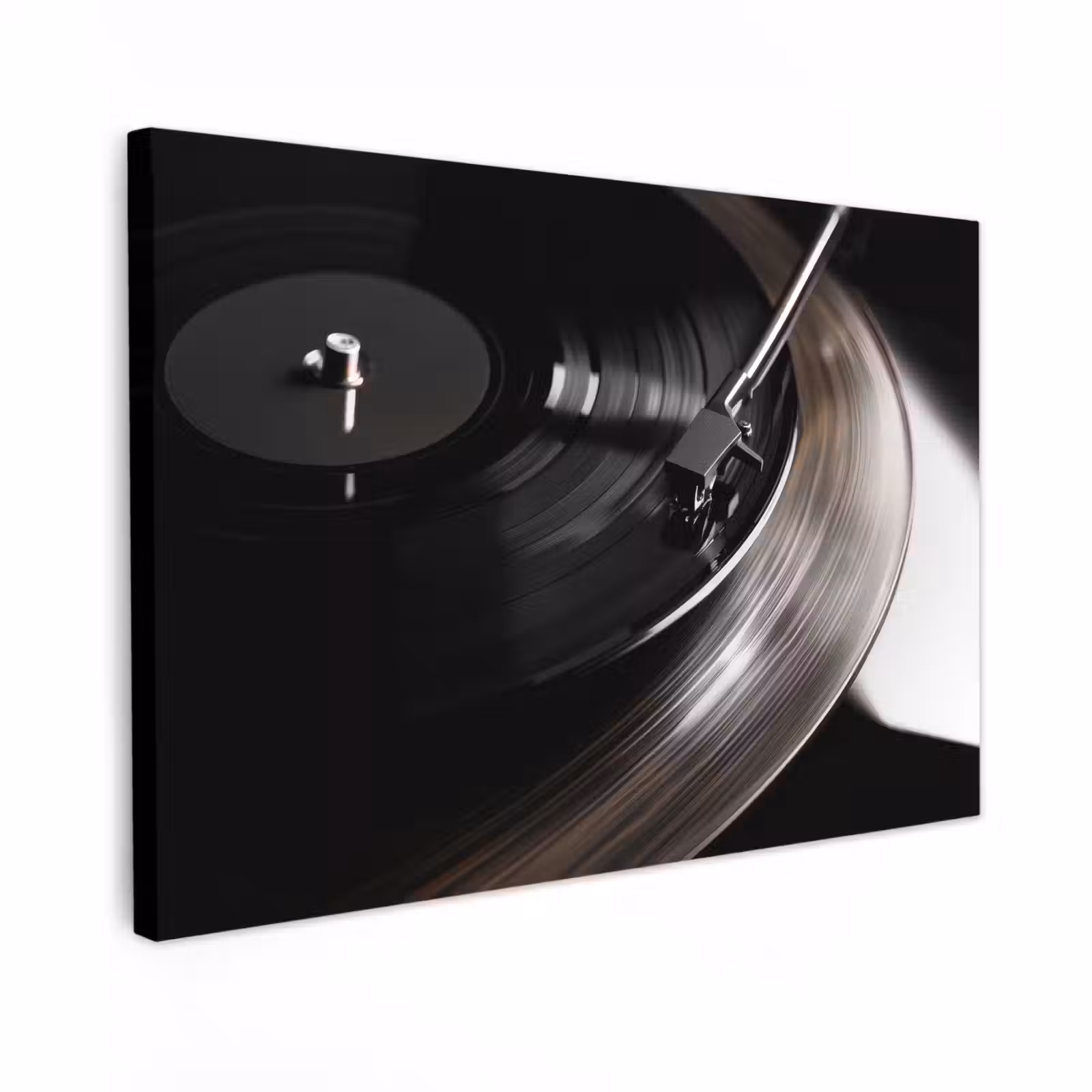 Canvas schilderij - Close-up - Vinylplaat - Platenspeler - Zwart — 1