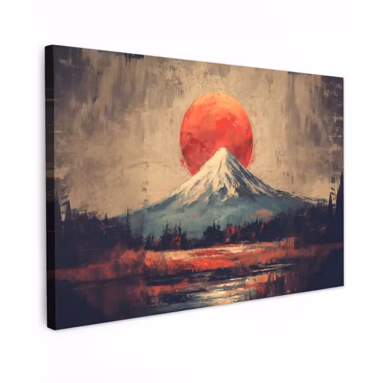 Canvas schilderij - Bergtop - Sneeuw - Zon — 1