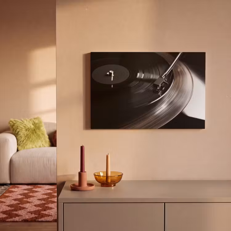 Canvas schilderij - Close-up - Vinylplaat - Platenspeler - Zwart — 2
