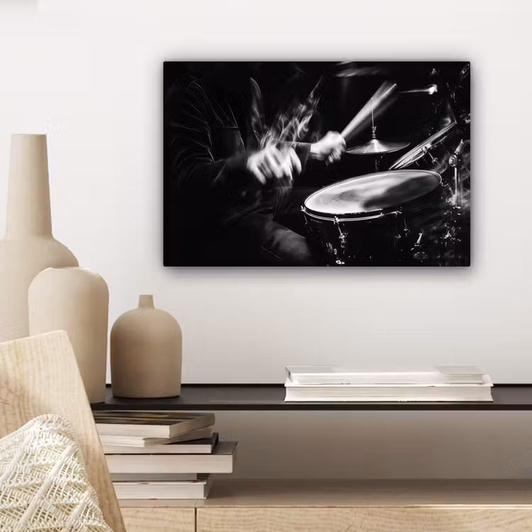 Canvas schilderij - Drummer - Zwart - Drumstel — 5