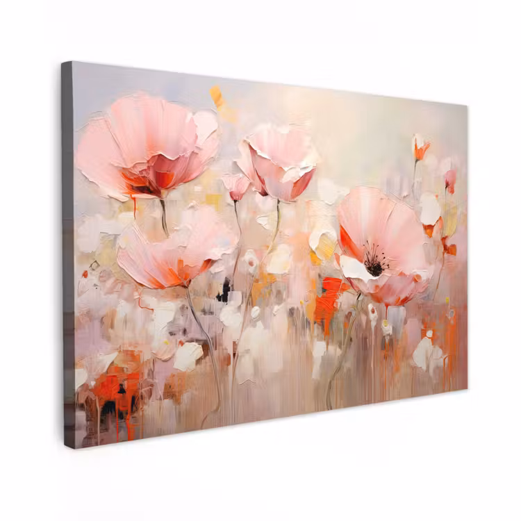 Canvas schilderij - Bloemen - Watercolor - Roze - Abstract - Kunst — 1