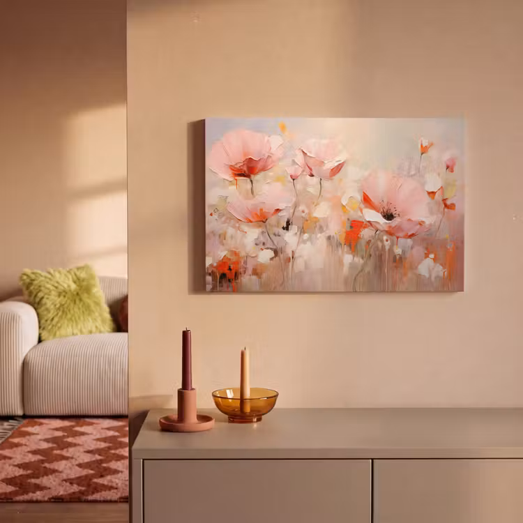 Canvas schilderij - Bloemen - Watercolor - Roze - Abstract - Kunst — 2