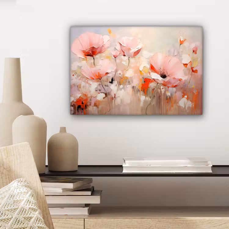 Canvas schilderij - Bloemen - Watercolor - Roze - Abstract - Kunst — 5