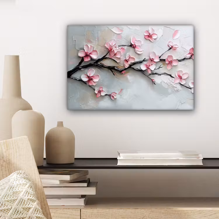 Canvas schilderij - Bloesem - Kunstzinnig - Roze - Sakura — 5