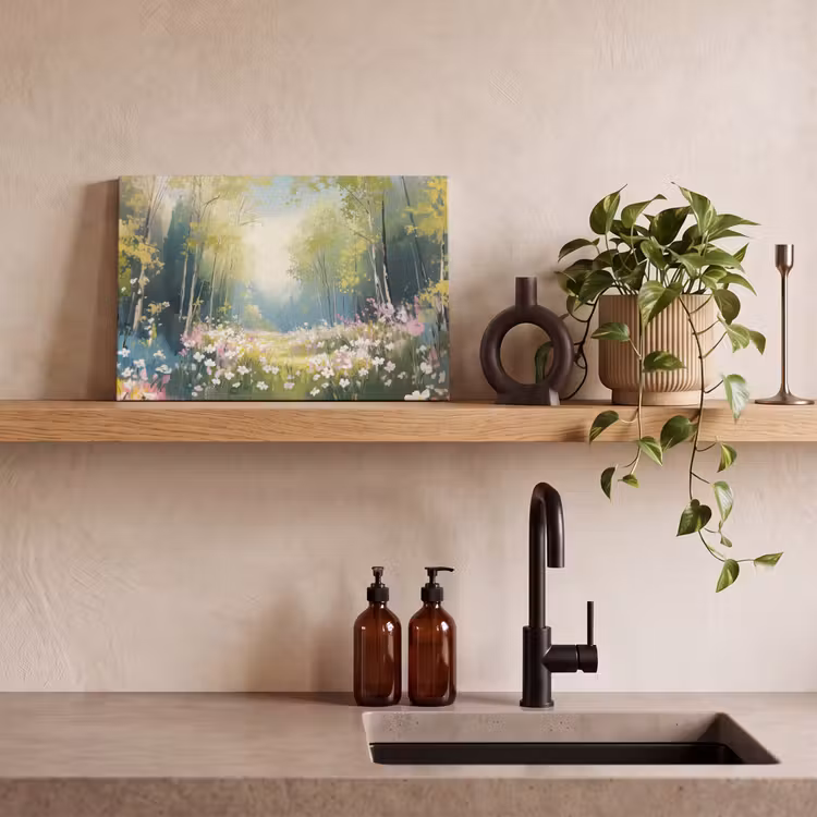 Canvas schilderij - Bos - Schilderstijl - Kleurrijk — 3