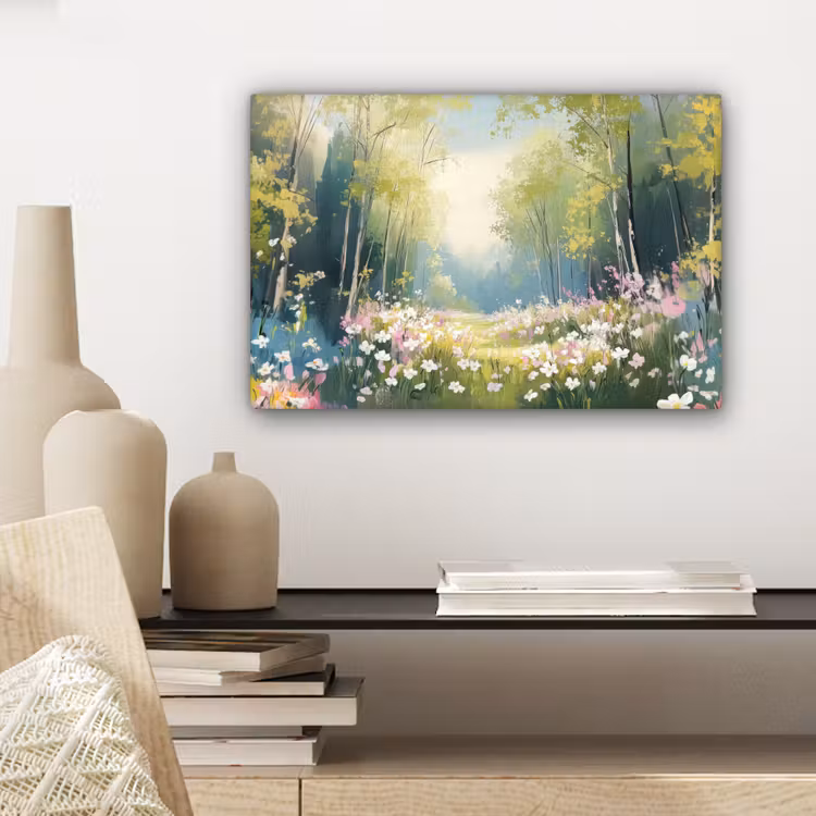 Canvas schilderij - Bos - Schilderstijl - Kleurrijk — 5