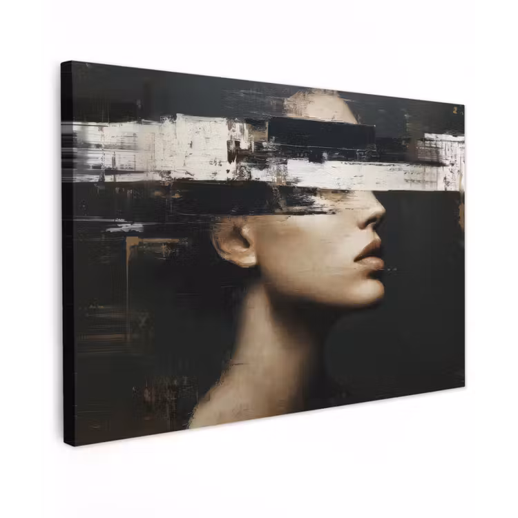 Canvas schilderij - Gezicht - Vrouw - Zwart - Abstract — 1