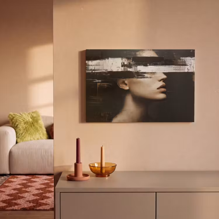 Canvas schilderij - Gezicht - Vrouw - Zwart - Abstract — 2