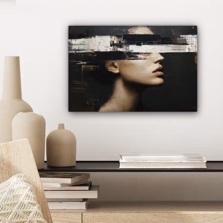Canvas schilderij - Gezicht - Vrouw - Zwart - Abstract — 5