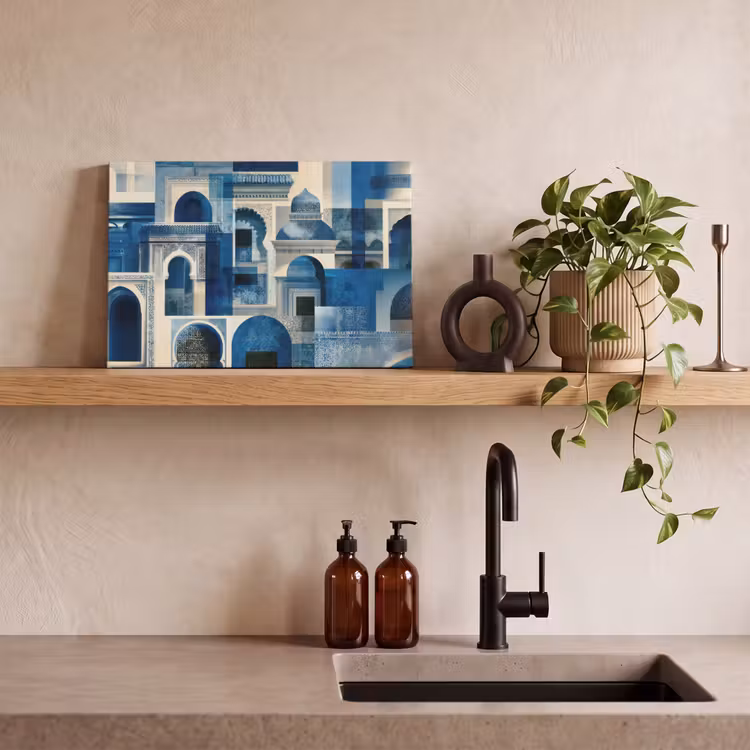 Canvas schilderij - Abstract - Islamitisch - Blauw - Wit — 3