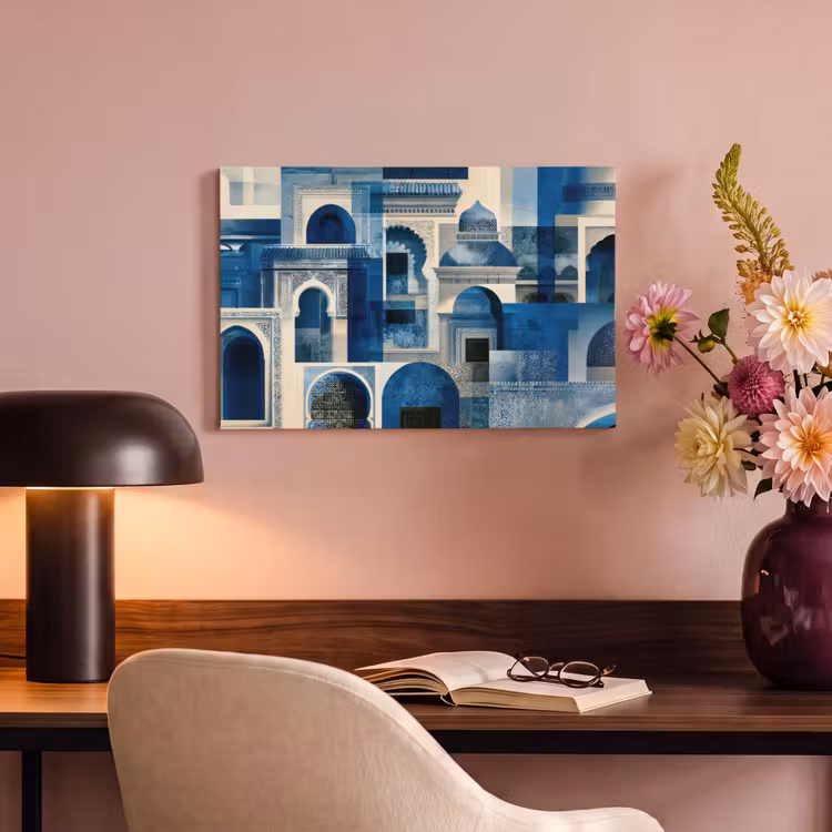 Canvas schilderij - Abstract - Islamitisch - Blauw - Wit — 4