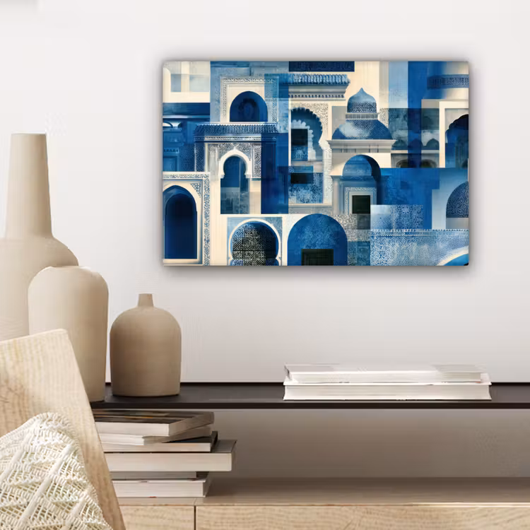 Canvas schilderij - Abstract - Islamitisch - Blauw - Wit — 5