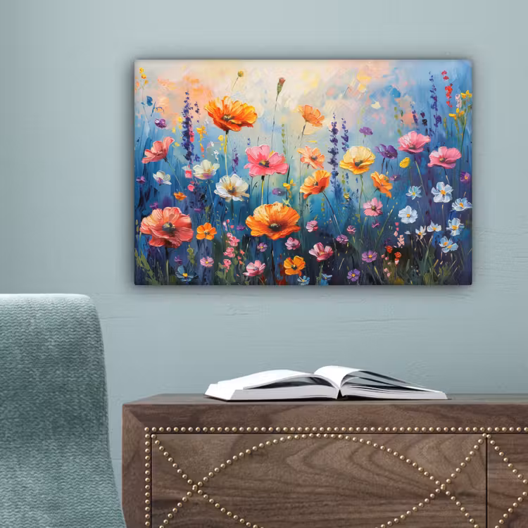 Canvas schilderij - Bloemen - Natuur - Waterverf - Kunst — 4