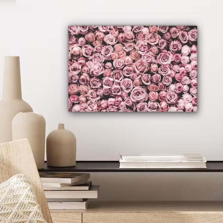 Canvas schilderij - Bloemen - Rozen - Natuur - Roze - Botanisch — 5