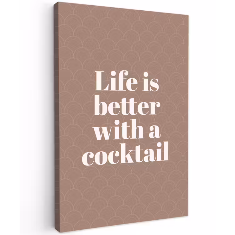 Canvas schilderij - Cocktail - Tekst - Patroon - Wit — 1