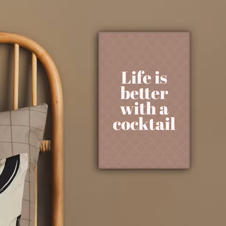 Canvas schilderij - Cocktail - Tekst - Patroon - Wit — 3