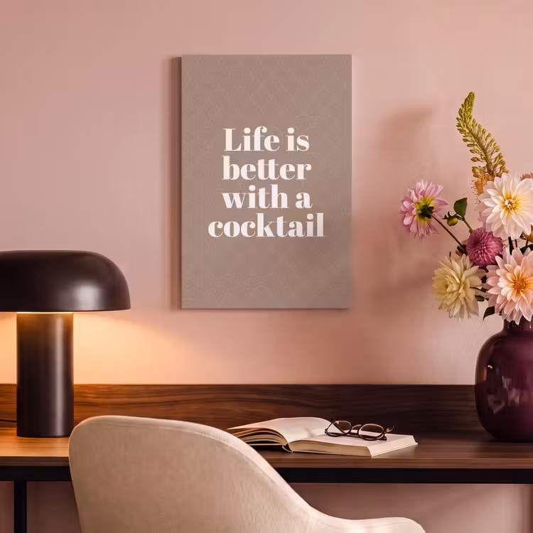 Canvas schilderij - Cocktail - Tekst - Patroon - Wit — 4
