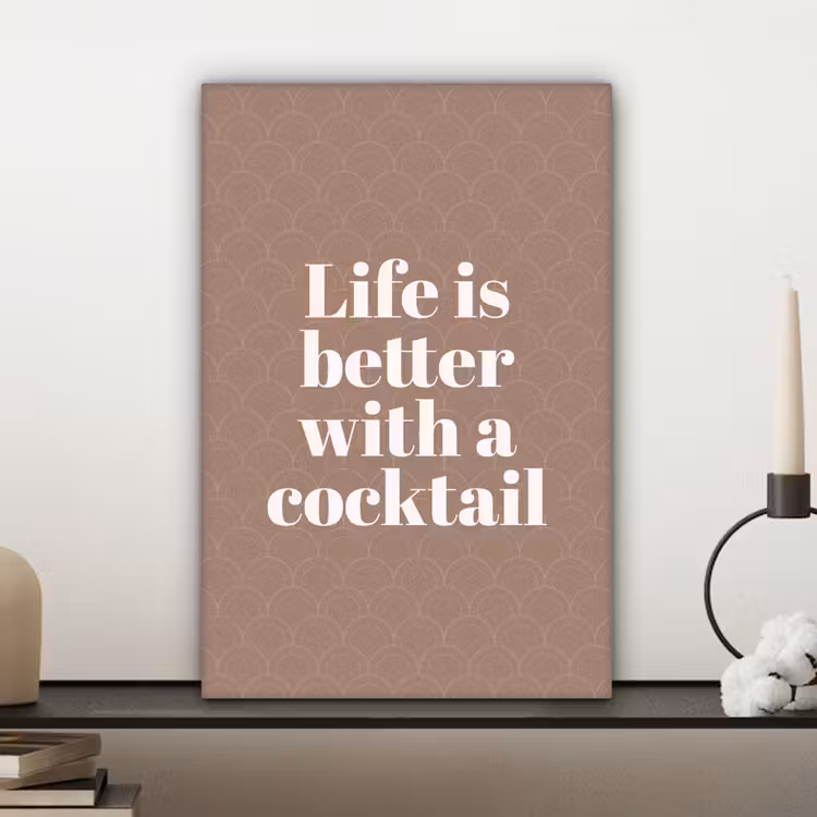 Canvas schilderij - Cocktail - Tekst - Patroon - Wit — 5