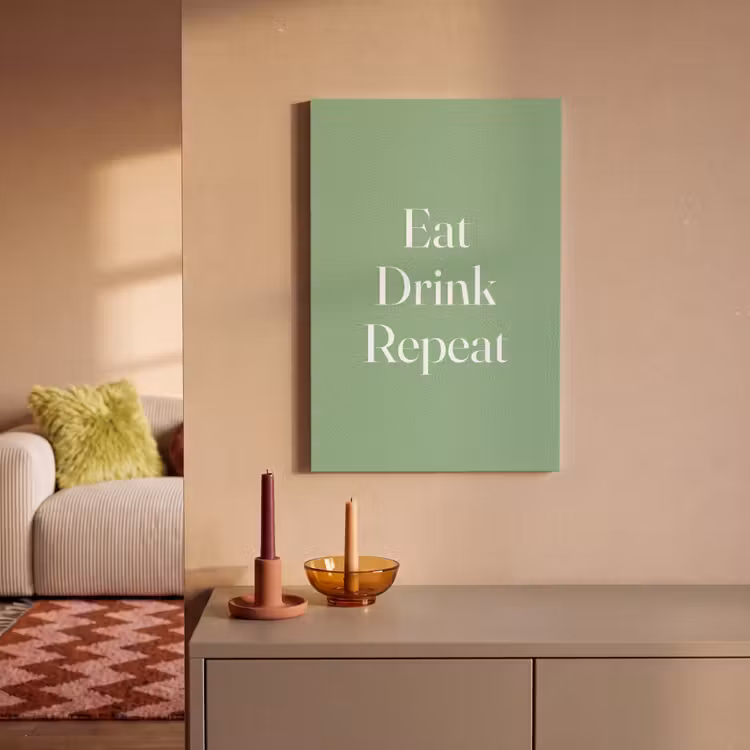Canvas schilderij - Eten - Drinken - Tekst - Mintgroen — 2