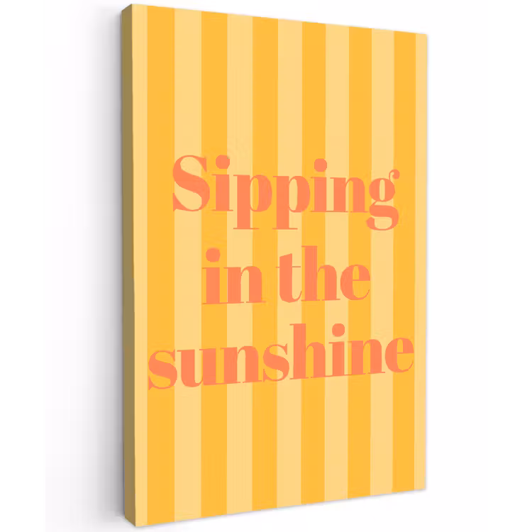 Canvas schilderij - Gestreept - Geel - Sunshine - Letters — 1