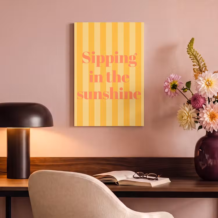 Canvas schilderij - Gestreept - Geel - Sunshine - Letters — 4