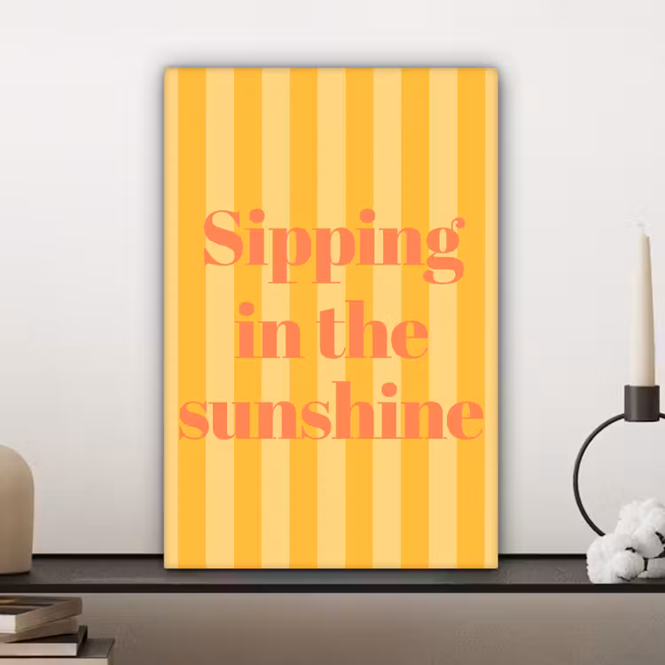 Canvas schilderij - Gestreept - Geel - Sunshine - Letters — 5