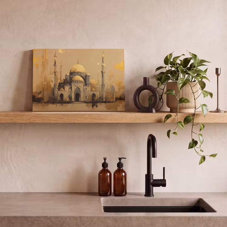 Canvas schilderij - Goud - Abstracte penseelstreken - Moskee — 3