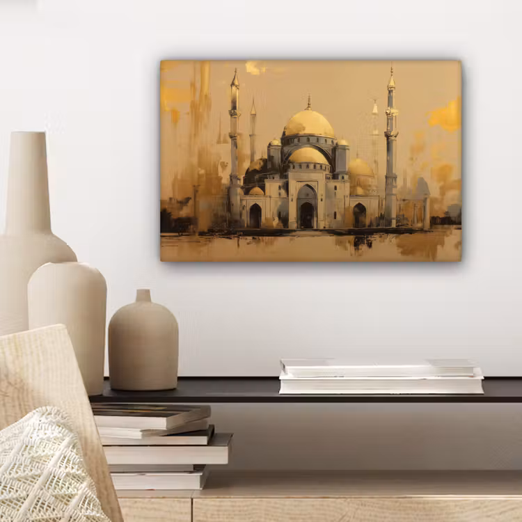 Canvas schilderij - Goud - Abstracte penseelstreken - Moskee — 5