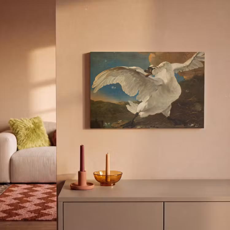 Canvas schilderij - De bedreigde zwaan - Schilderij van Jan Asselijn — 2
