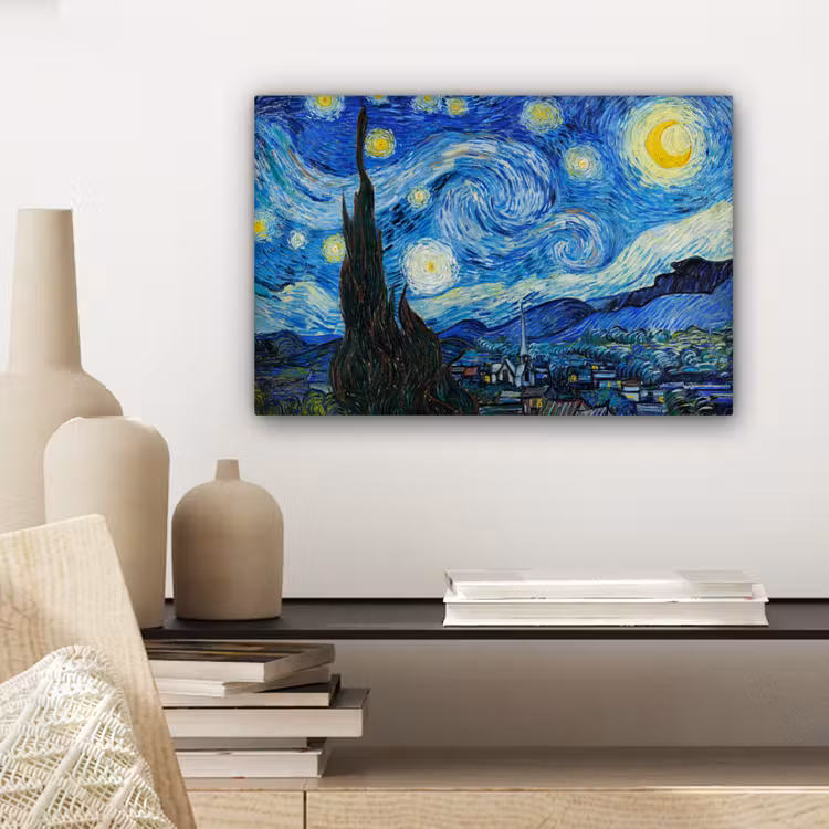 Canvas schilderij - De sterrennacht - Vincent van Gogh — 5