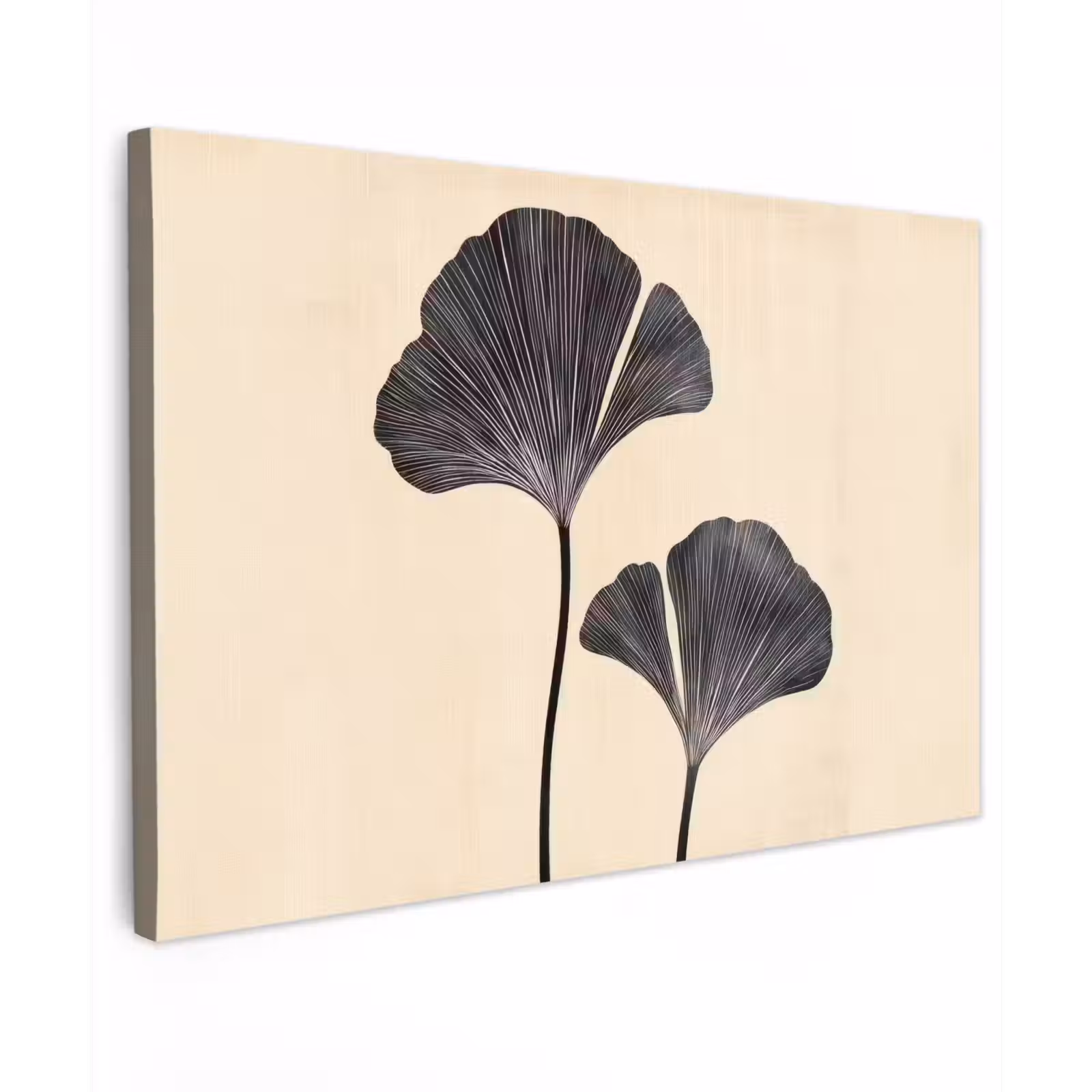 Canvas schilderij - Bladeren - Minimalistisch - Zwart — 1