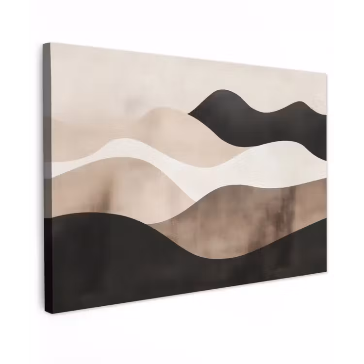 Canvas schilderij - Abstract - Landschap - Golven - Crèmekleur — 1