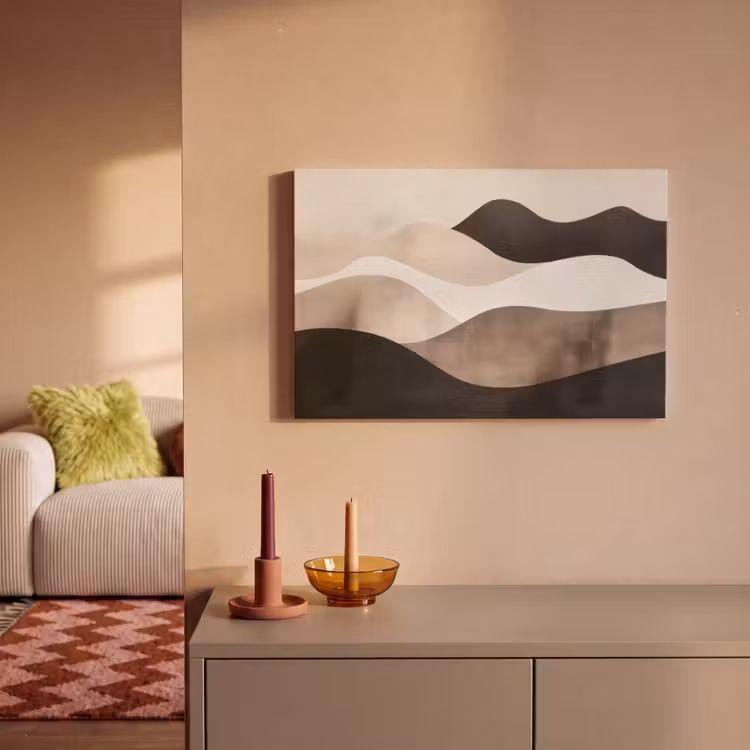 Canvas schilderij - Abstract - Landschap - Golven - Crèmekleur — 2
