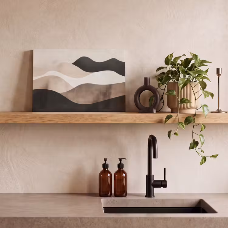 Canvas schilderij - Abstract - Landschap - Golven - Crèmekleur — 3