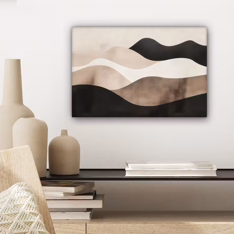 Canvas schilderij - Abstract - Landschap - Golven - Crèmekleur — 5