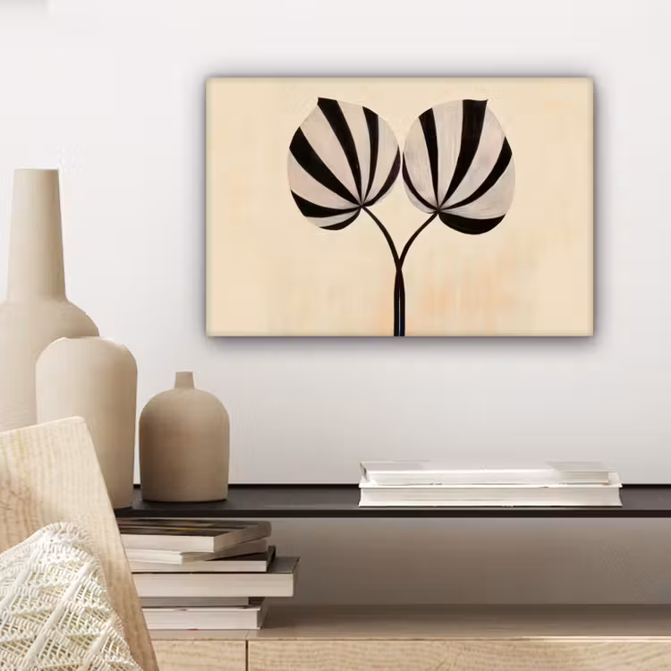 Canvas schilderij - Bladeren - Gestreept - Stengel - Beige — 5
