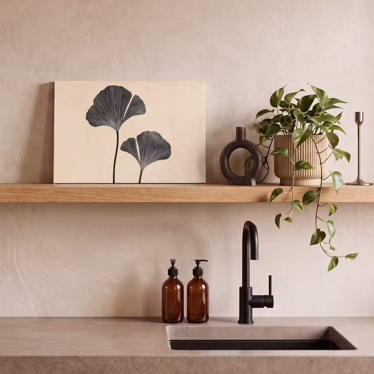 Canvas schilderij - Bladeren - Minimalistisch - Zwart — 3