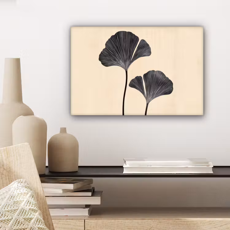 Canvas schilderij - Bladeren - Minimalistisch - Zwart — 5