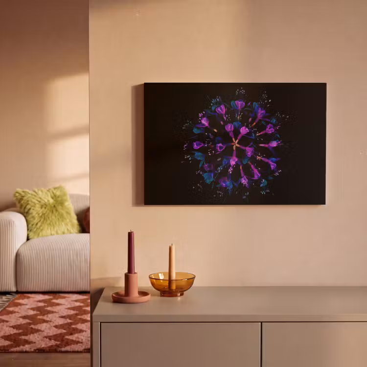 Canvas schilderij - Bloem - Paars - Blauw - Macro - Zwart — 2