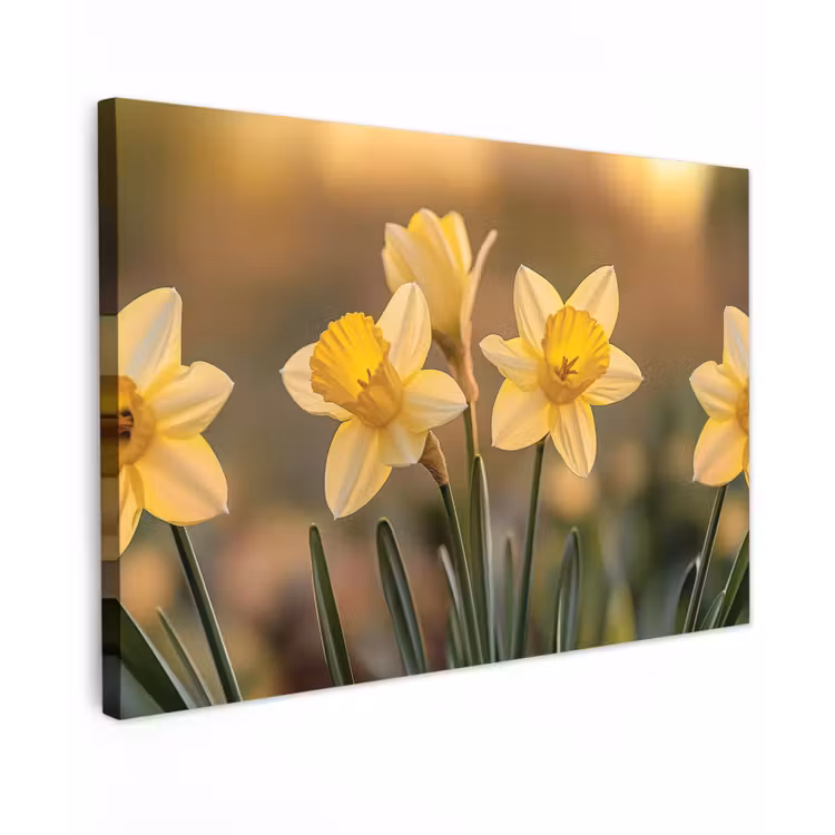 Canvas schilderij - Bloemen - Geel - Wazig — 1
