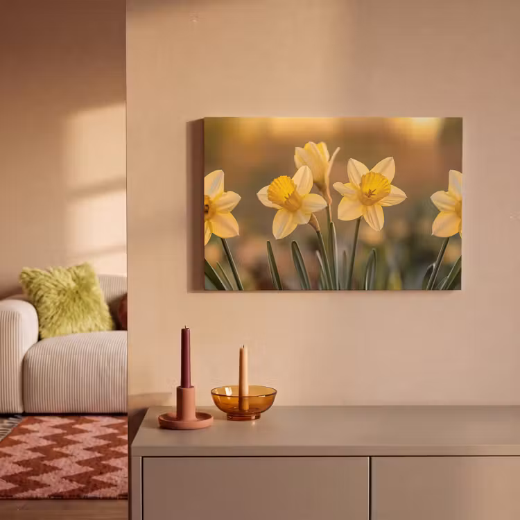 Canvas schilderij - Bloemen - Geel - Wazig — 2