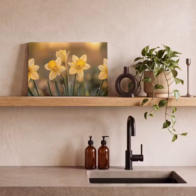Canvas schilderij - Bloemen - Geel - Wazig — 3