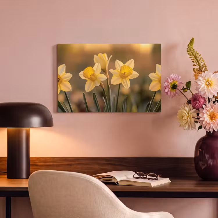 Canvas schilderij - Bloemen - Geel - Wazig — 4
