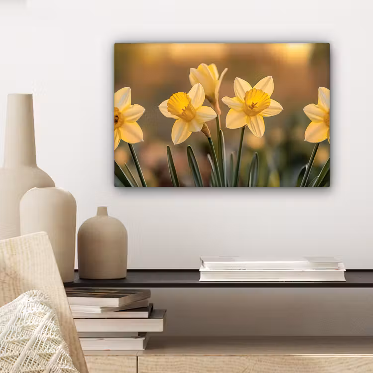 Canvas schilderij - Bloemen - Geel - Wazig — 5