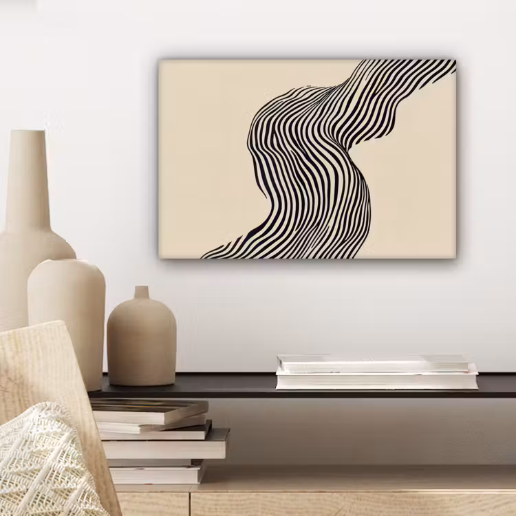 Canvas schilderij - Golvend - Lijnen - Abstract - Silhouet — 5