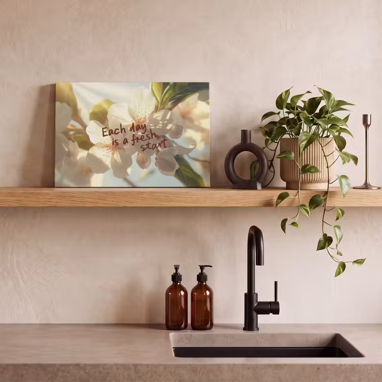 Canvas schilderij - Bloesems - Zonlicht - Quote - Wit — 3