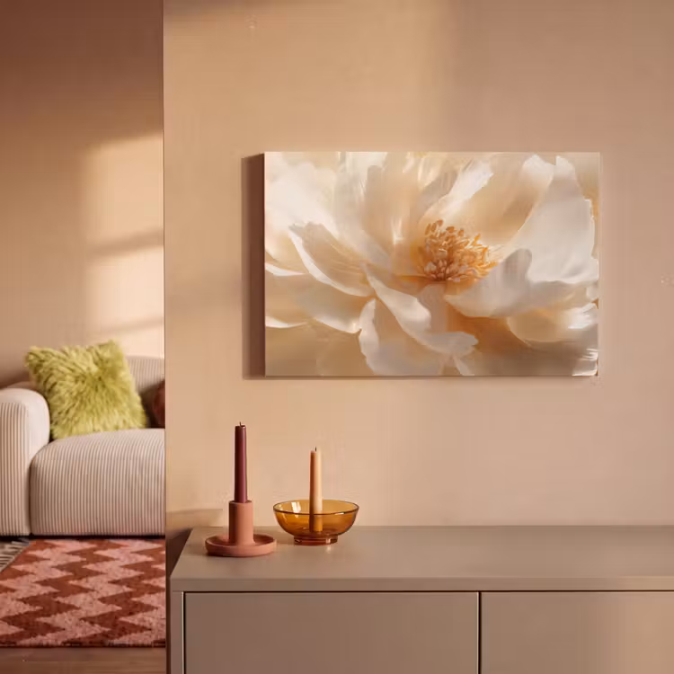 Canvas schilderij - Close up - Pioenroos - Wit — 2